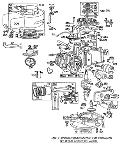 Cylinder,sumps,piston,mufflers Diagram and Parts List for 92988-1604-XX  Briggs and Stratton Engine